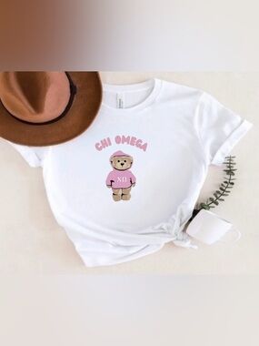 Chi Omega Shirt Sorority Teddy Bear Graphic Tee Cute Greek Life Top